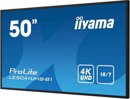 iiyama LE5041UHS-B1 Signage Display Digital signage flat panel 125.7 cm (49.5") LCD 350 cd/m² 4K Ultra HD Black 18/7