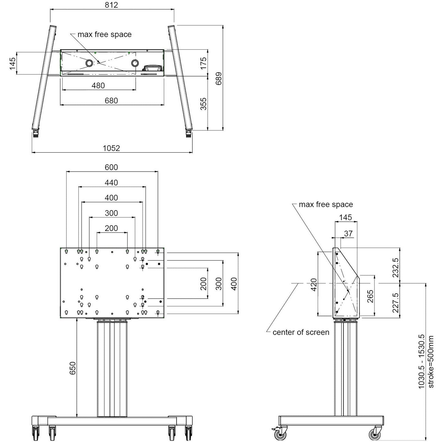 iiyama MD 062B7275 A Floor Lift on Wheels for LFD upto 120 kg with Lockable Lid