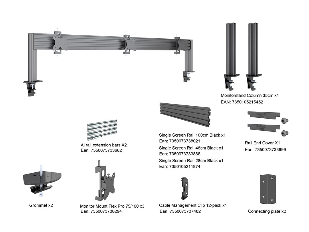 Multibrackets M Deskmount Column Pro 3x1 MBDM3x1U