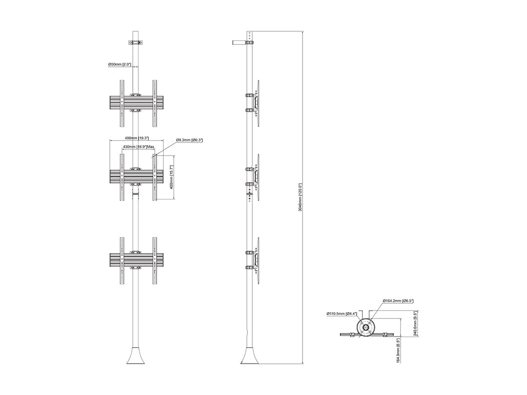 Multibrackets M Floor to Wall Mount Pro MBFW3U