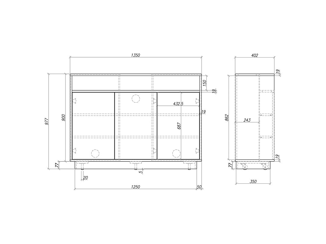 Multibrackets M AV-Cabinet TV-Lift 55" White