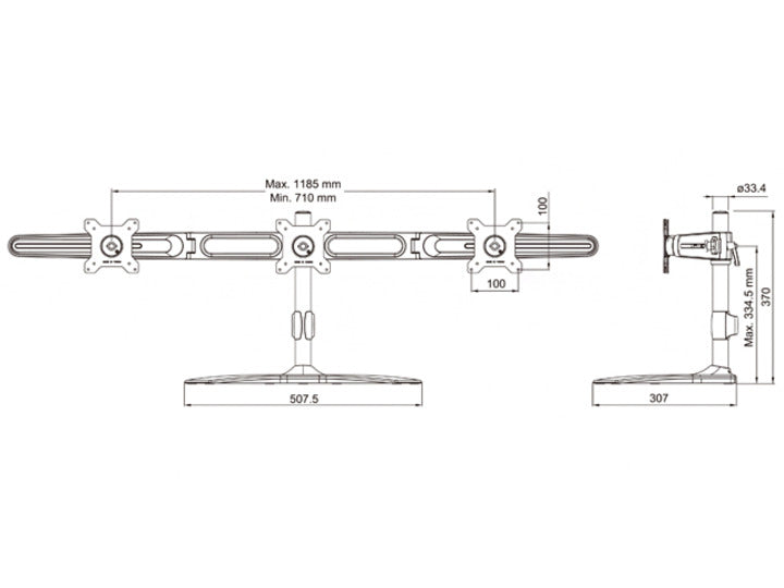 Multibrackets M VESA Desktopmount Triple Stand 15"-24"