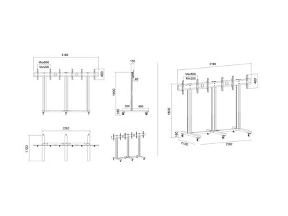 Multibrackets M Public Video Wall Stand 3-screens 40-55" Black