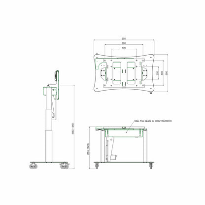 iiyama Tip & Touch stand (motorized tip function) Height adjustment = 660-1320 mm