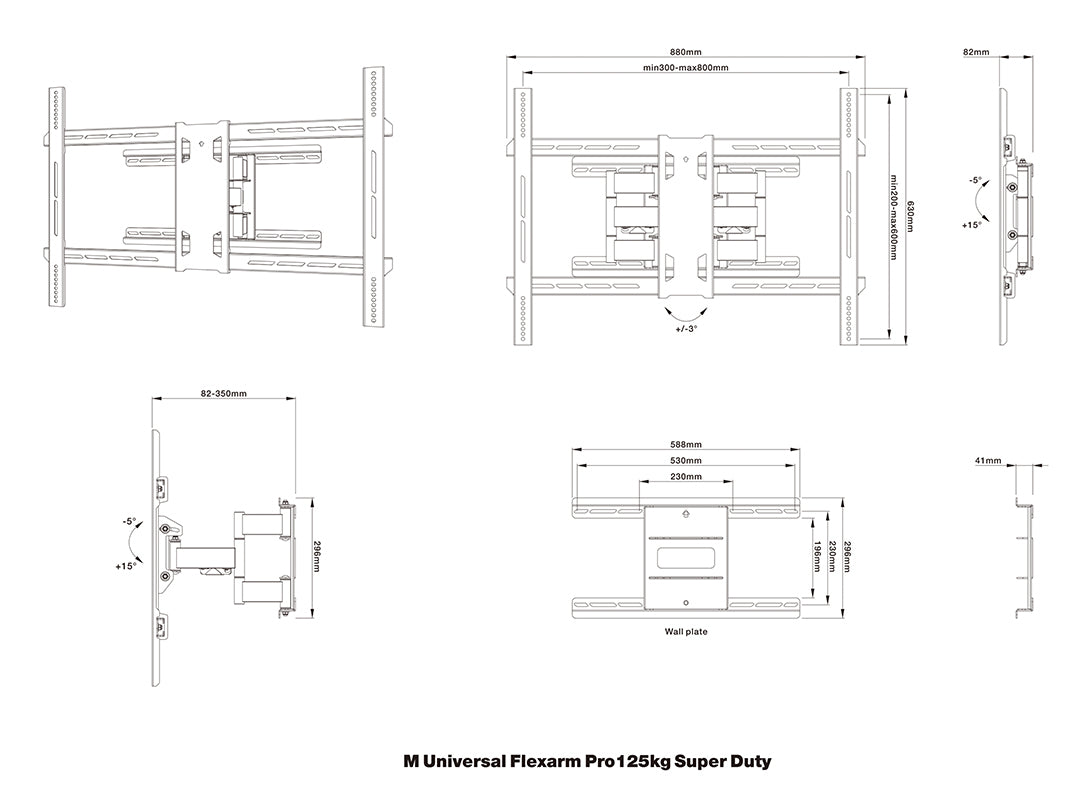 Multibrackets M Universal Flexarm Pro 125kg Super Duty