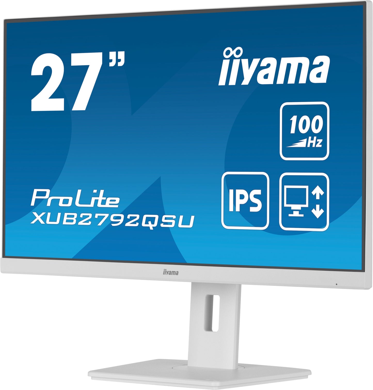 iiyama ProLite XUB2792QSU-W6 27” WQHD IPS technology panel with USB hub and 100Hz refresh rate and 150mm height adjustable stand