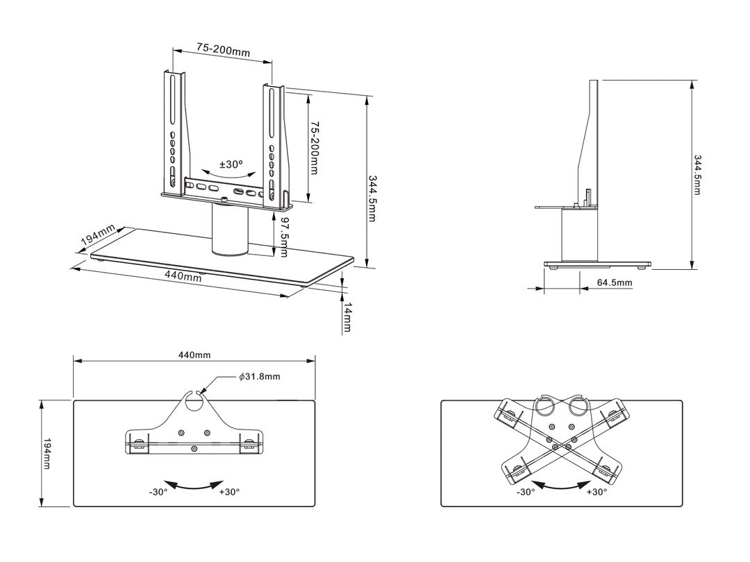 Multibrackets M VESA Tablestand Turn Black X Small MAX 200x200