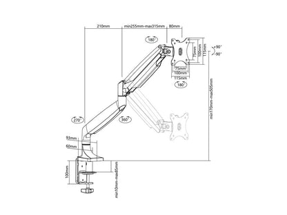 Multibrackets M Deskmount Gas Spring Single Silver