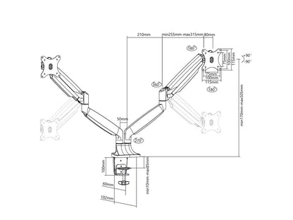 Multibrackets M Deskmount Gas Spring Dual Black