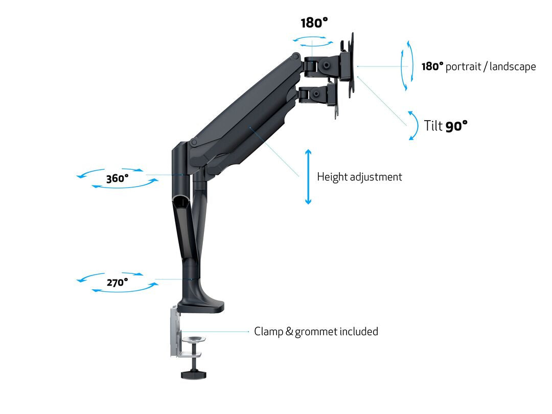 Multibrackets M Deskmount Gas Spring Dual Black