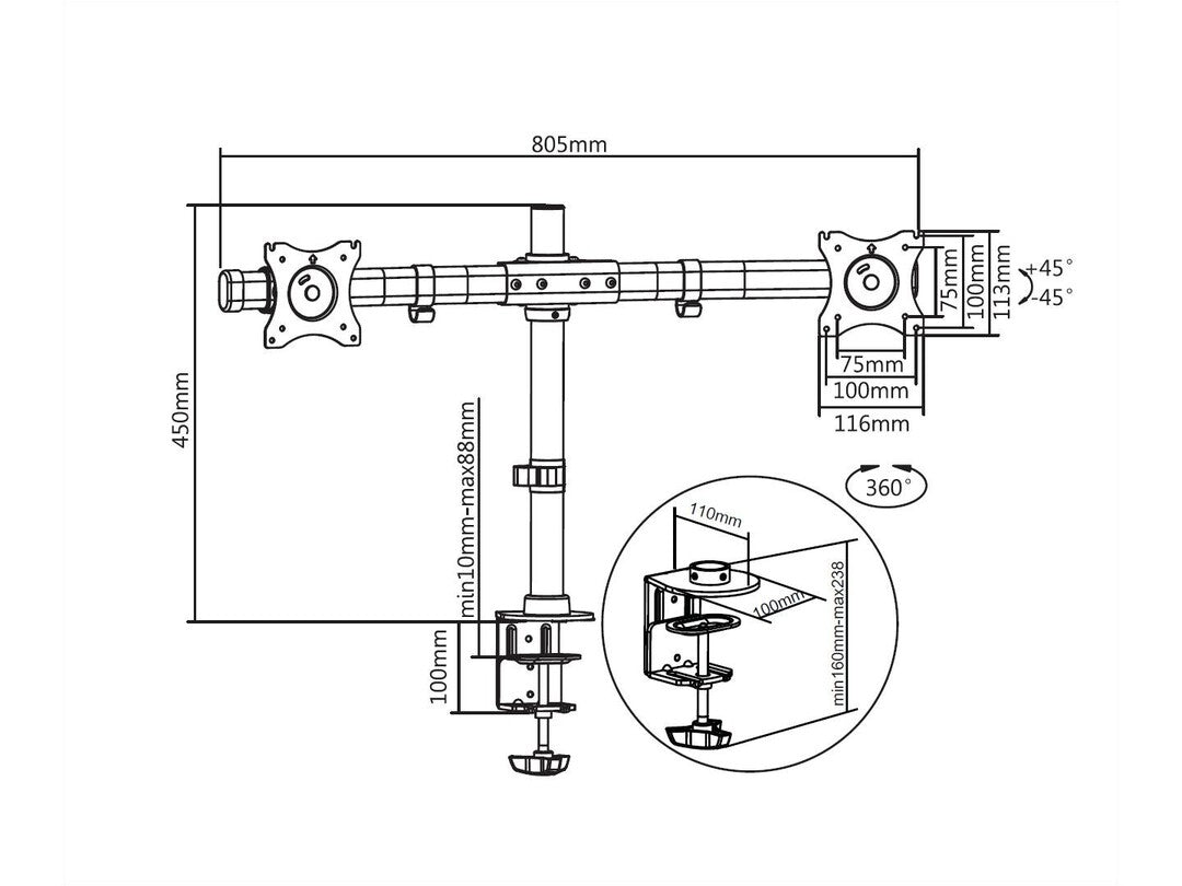 Multibrackets M Deskmount Basic Dual
