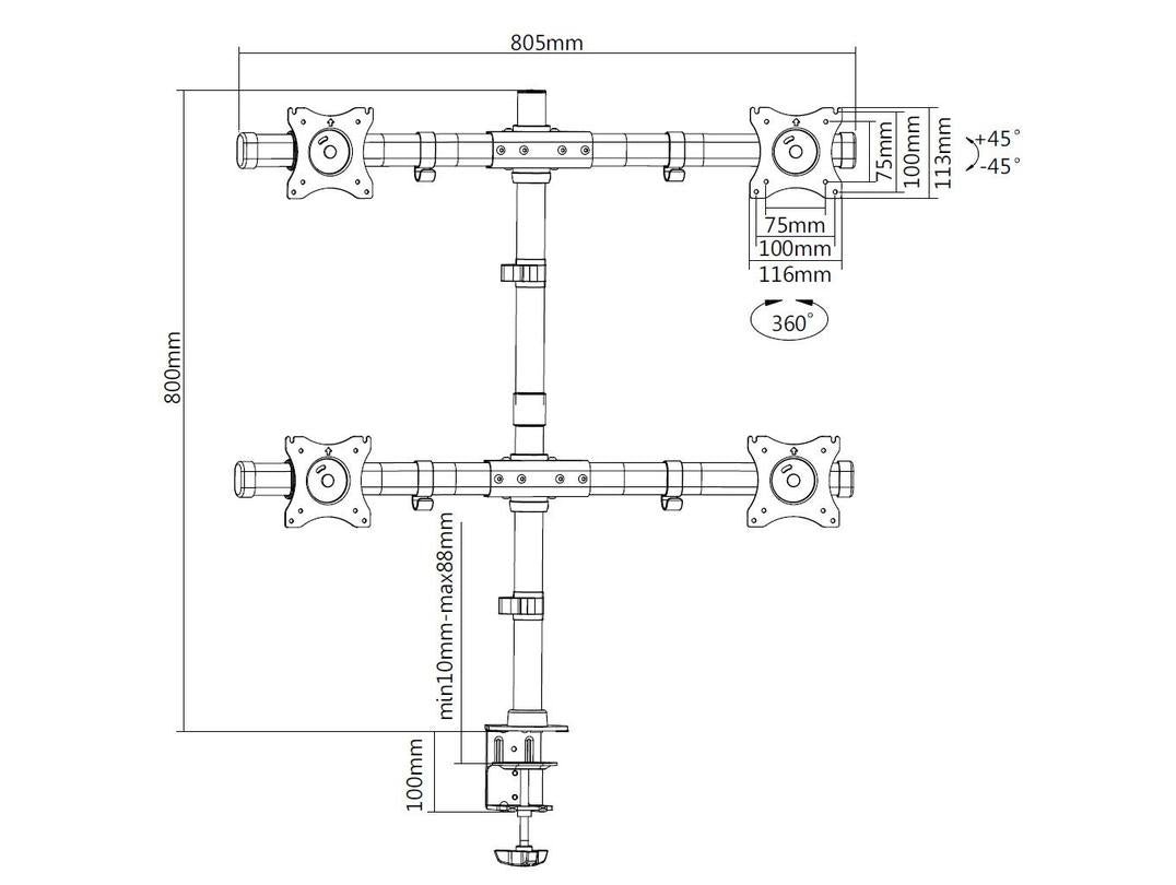 Multibrackets M Deskmount Basic Quad