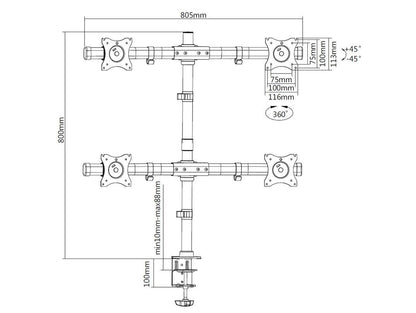 Multibrackets M Deskmount Basic Quad