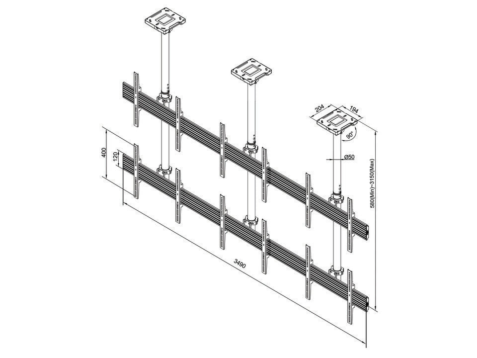 Multibrackets M Ceiling Mount Pro MBC3X2U