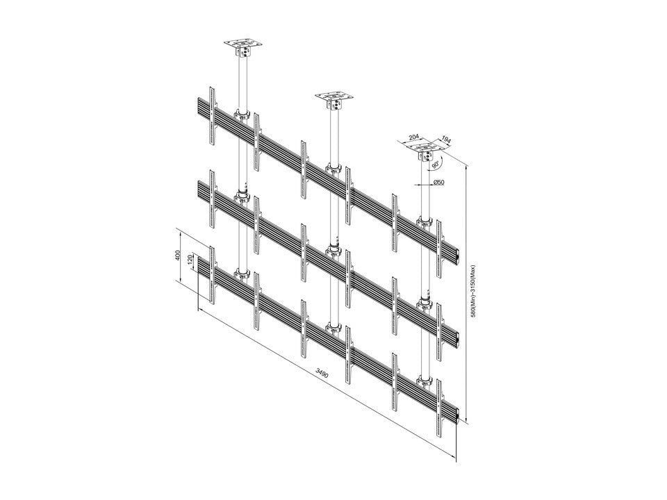 Multibrackets M Ceiling Mount Pro MBC3X3U