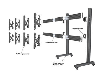 Multibrackets M Pro Series - Wheelbase 180cm Pro inc castors