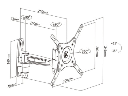 Multibrackets M VESA Flexarm 360 II Black 75 100 200