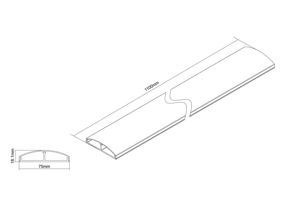 Multibrackets M Cable Cover SS White 75mm W - 1100mm L