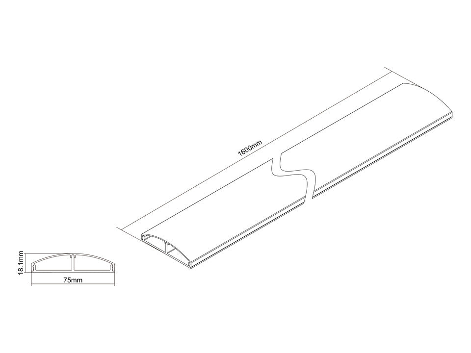 Multibrackets M Cable Cover SS White 75mm W - 1600mm L