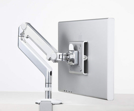 Humanscale M2 M2CW1S Adjustable Articulating Computer Monitor Arm Polished Aluminum with White Trim