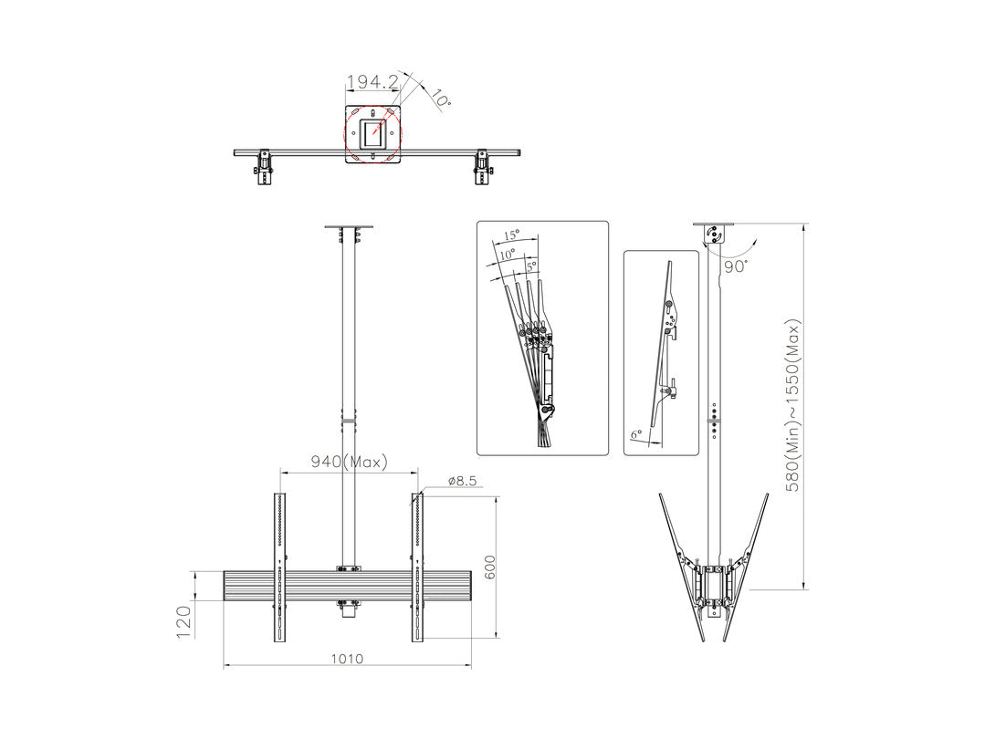 Multibrackets M Ceiling Mount Pro MBC1UX2HD