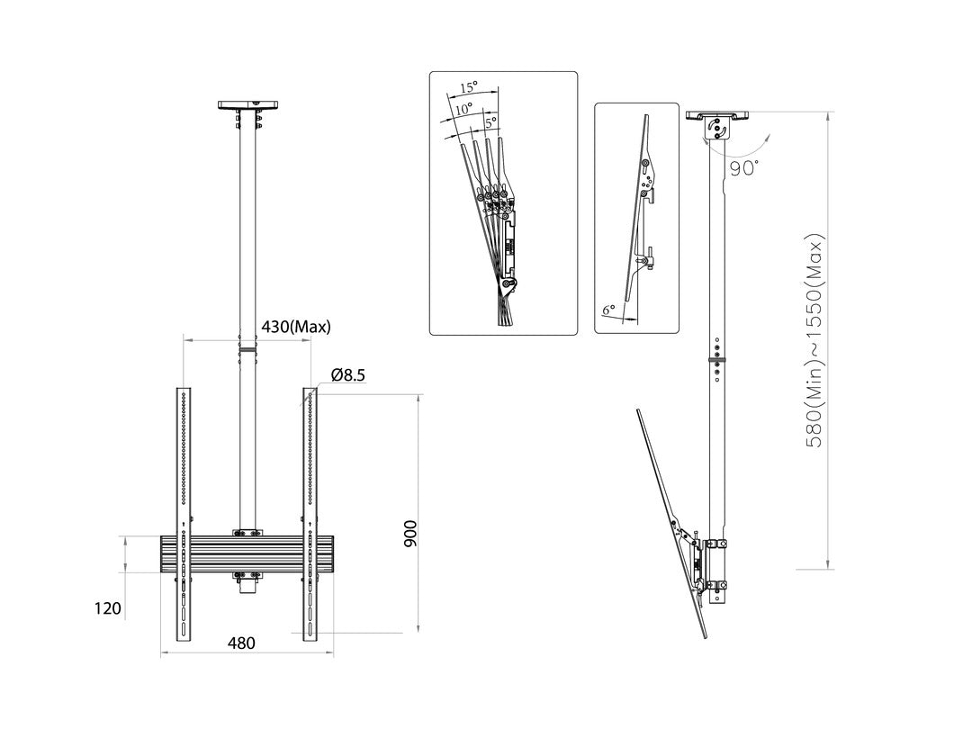 Multibrackets M Ceiling Mount Pro MBC1UP 400x900