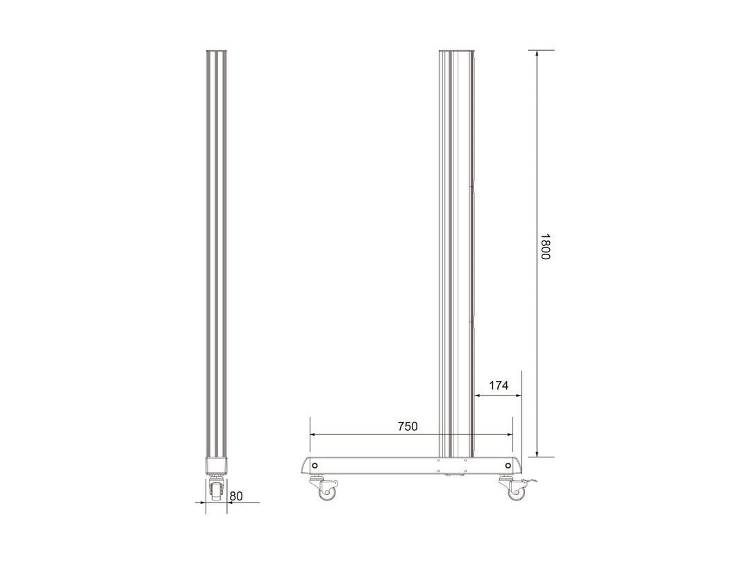 Multibrackets M Pro Series - Wheelbase 180cm Pro inc castors