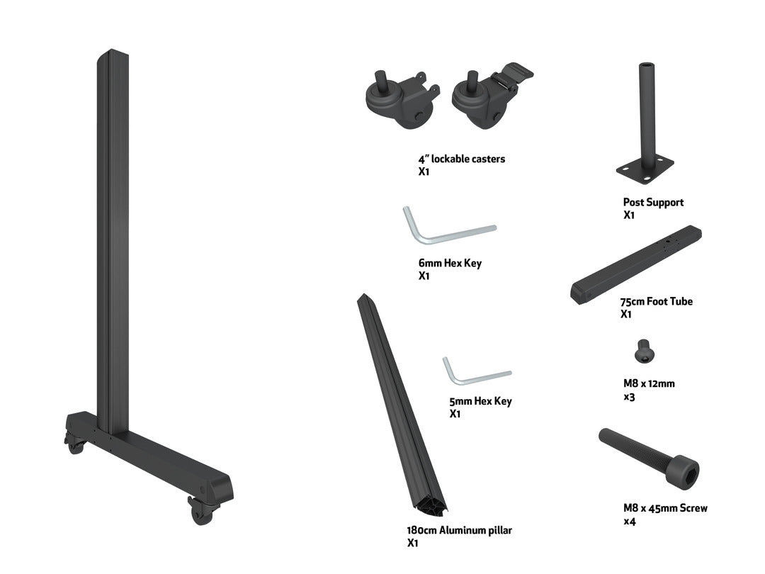 Multibrackets M Pro Series - Wheelbase 180cm Pro inc castors