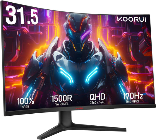 Koorui GA01 32" 1500R 144Hz 1ms 2K Curved Gaming Monitor with Tilt Stand