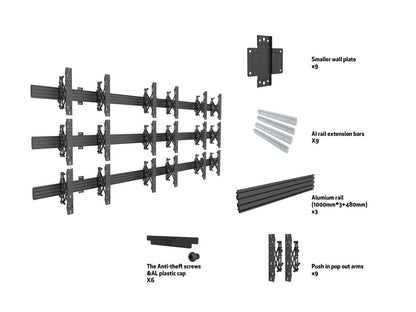 Multibrackets M Wallmount Pro MBW3x3U Push In Pop Out Black