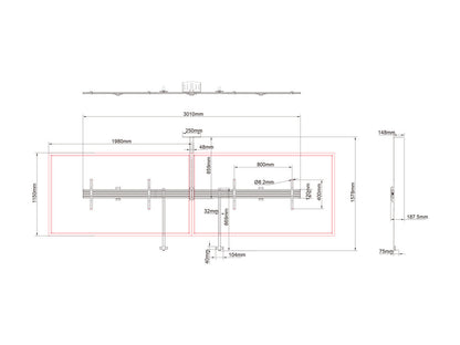 Multibrackets M Pro Series - Side by Side with brackets 90"