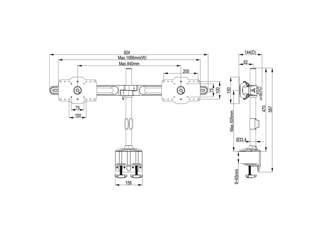 Multibrackets M VESA Desktopmount Dual Desk Clamp 24"-32"