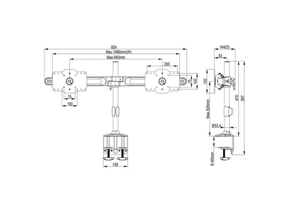 Multibrackets M VESA Desktopmount Dual Desk Clamp 24"-32"