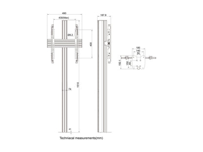 Multibrackets M Floormount Column Pro MBFC1U 150 Micro Adjustable