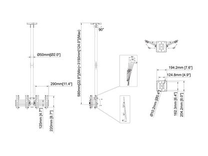 Multibrackets M Ceiling Mount Pro MBC2UPV 50/100/200