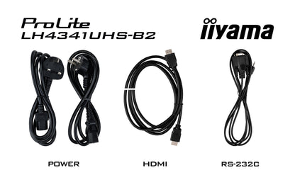 iiyama ProLite LH4341UHS-B2 43" Professional Digital Signage display with 4K UHD resolution and 24/7 operating time