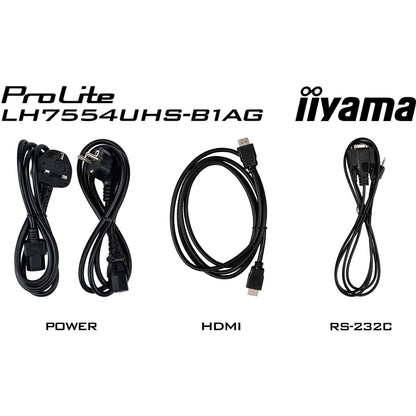 Iiyama ProLite LH7554UHS-B1AG 75" 4K UHD Digital Signage 24/7 display with Android OS, FailOver & Intel® SDM slot