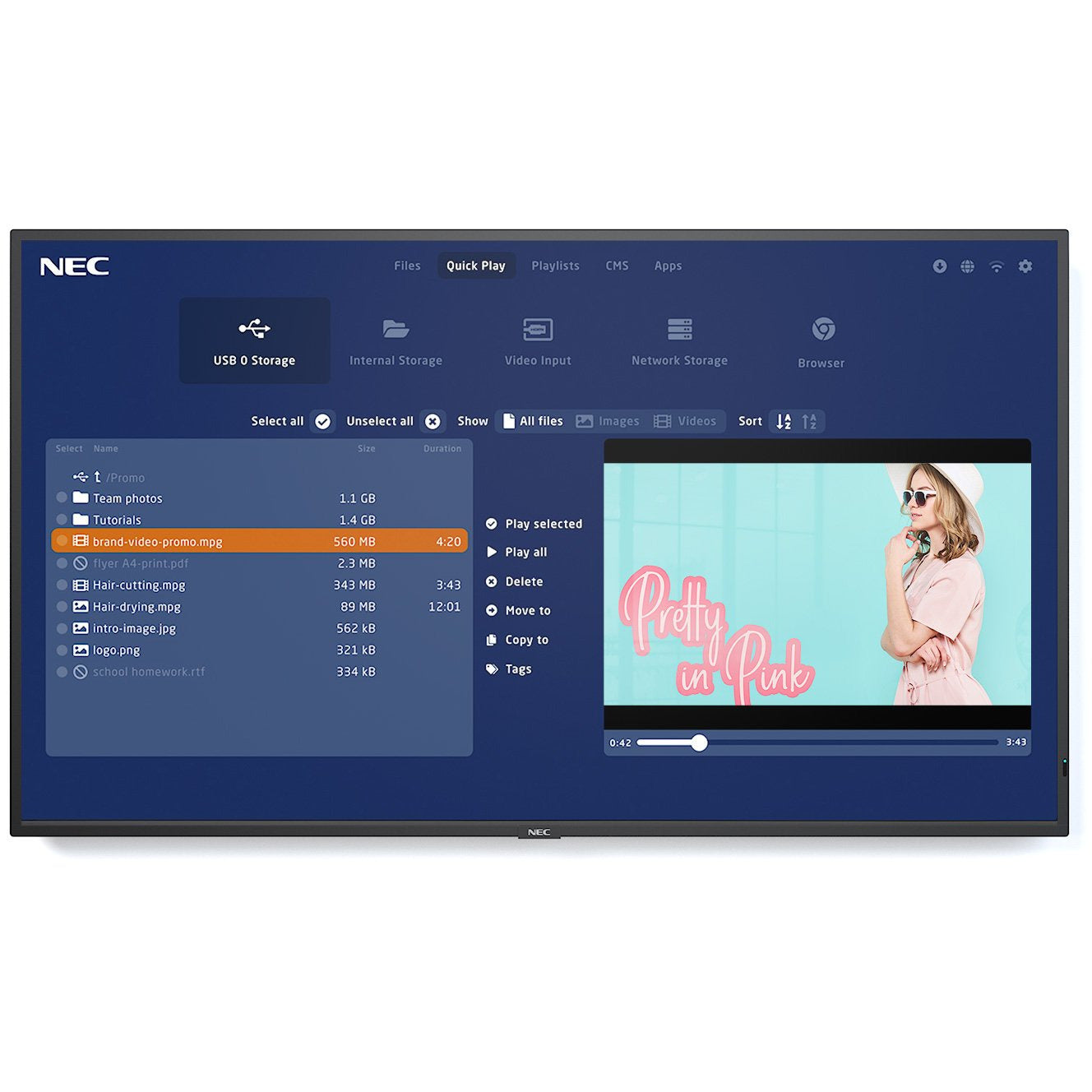 NEC MultiSync® M491-MPi4 LCD 49" Midrange Large Format Display (incl. NEC MediaPlayer)