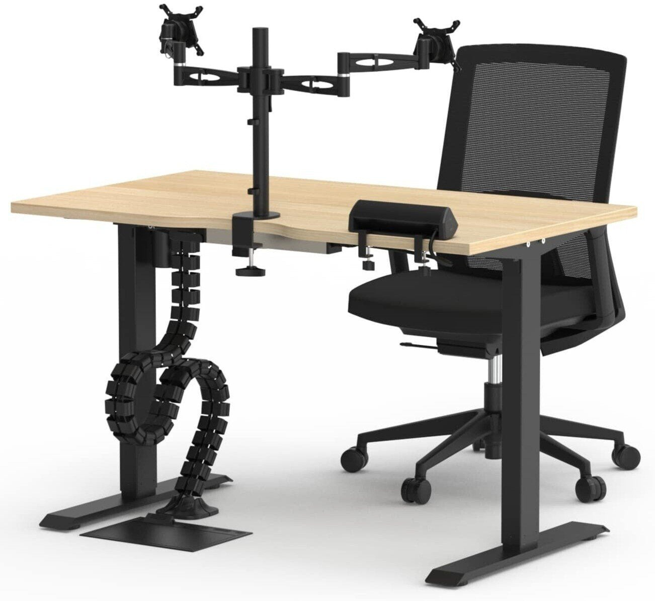 Formetiq B/SPBUNDLE3 Sit-Stand Desk, Veneto Chair & Accessories Bundle - Monitor Arm, Under Desk Power Module, Boost Power Module, Power Cable & Cable Spine