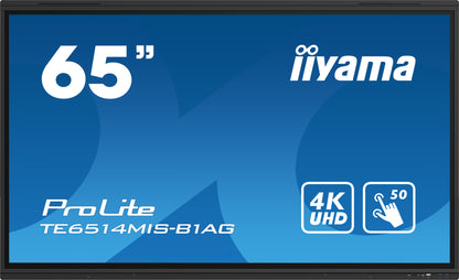 Iiyama ProLite TE6514MIS-B1AG 65" PureTouch-IR+ Touch Screen 4K 24/7 Large Format Display with Android, Wifi & USB-C