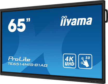 Iiyama ProLite TE6514MIS-B1AG 65" PureTouch-IR+ Touch Screen 4K 24/7 Large Format Display with Android, Wifi & USB-C