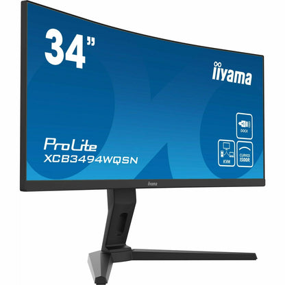 iiyama ProLite XCB3494WQSN-B1 34" 1500R Curved Monitor with USB-C Dock and KVM Switch