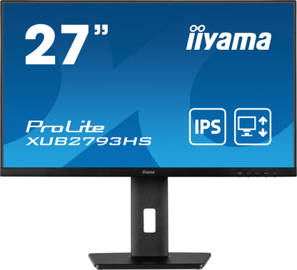 iiyama ProLite XUB2793HS-B6 27" Full HD IPS monitor with edge-to-edge design, for multi-monitor setups with height adjustable stand