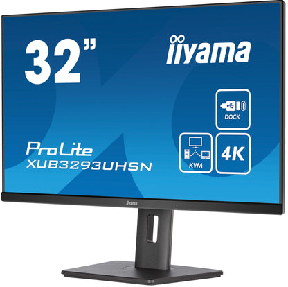 iiyama ProLite XUB3293UHSN-B5 32" 3840 x 2160 pixels 4K UHD IPS Display with USB-C Dock & RJ45 (LAN)