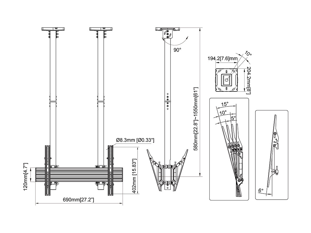 Multibrackets M Ceiling Mount Pro MBC1UX2SD 600