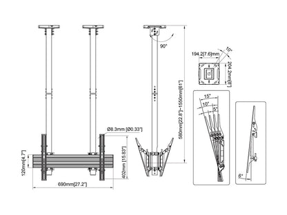 Multibrackets M Ceiling Mount Pro MBC1UX2SD 600