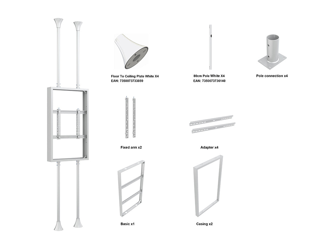 Multibrackets M Pro Series Enclosure Floor to Ceiling Mount B2B 55" Medium White