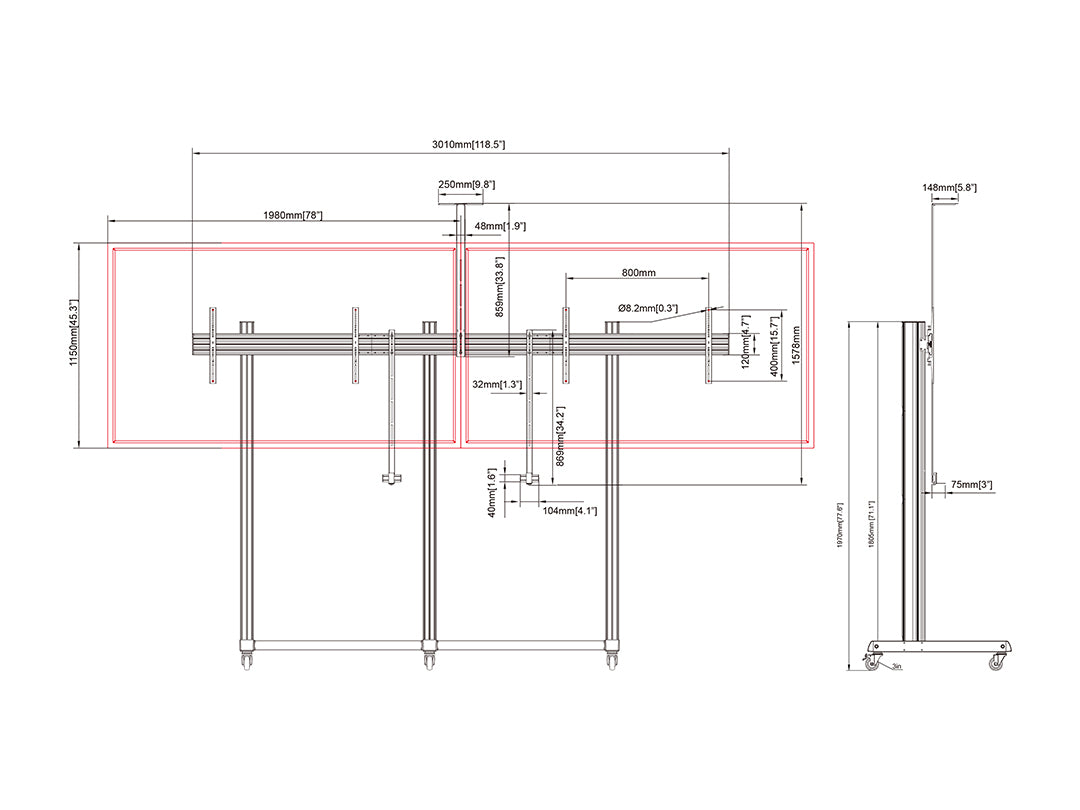 Multibrackets M Pro Series - Collaboration Floorstand Side by Side 90"