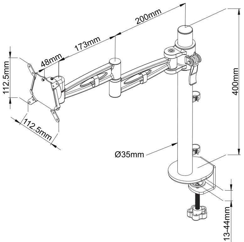 Metalicon Kardo Pole Mounted Monitor Arm For Single (1) Screen